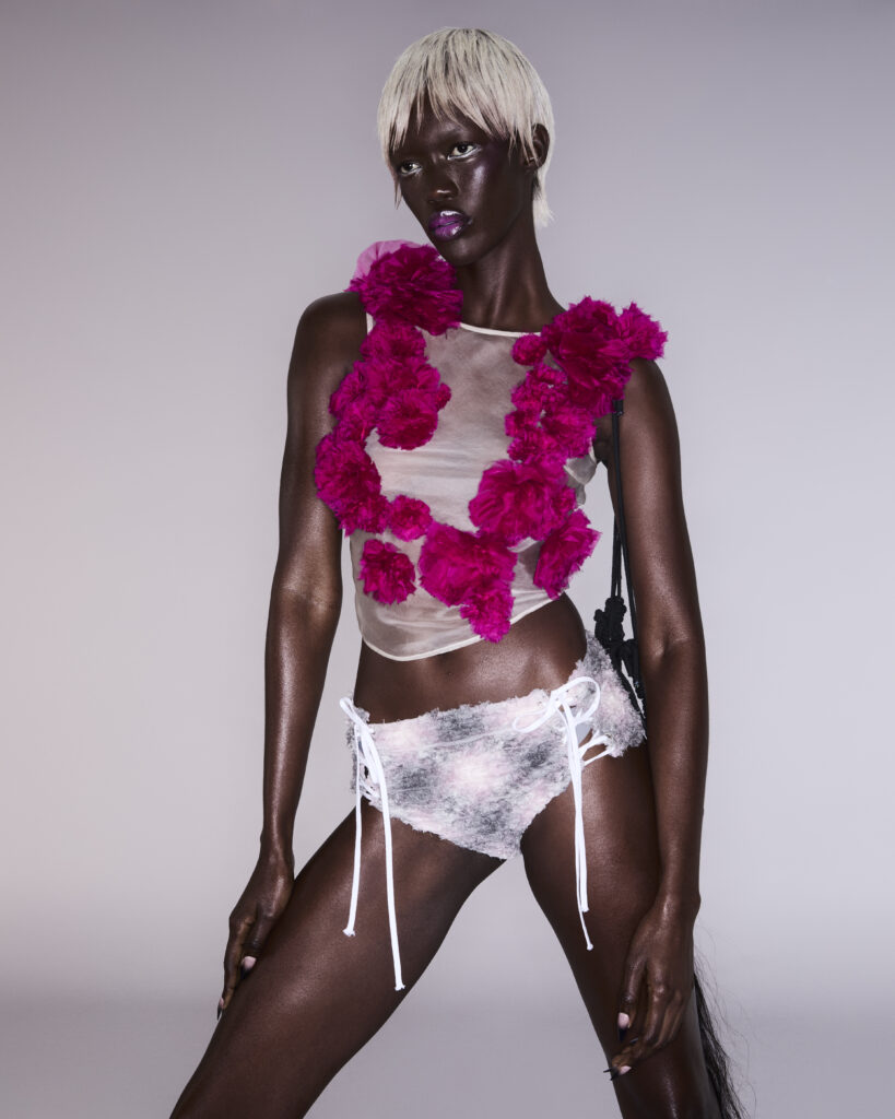Adama Jobe in Two Muses, One City for V Magazine, makeup by Gabriel Barse